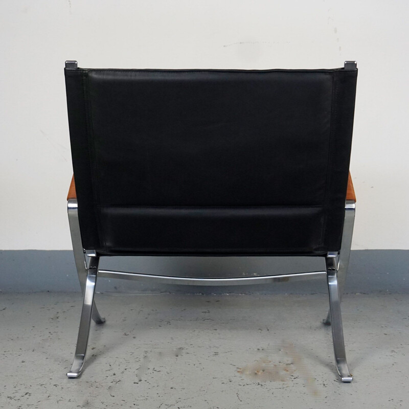 Pair of vintage lounge chairs black leather FK82 by Fabricius and Kastholm Denmark 1990s