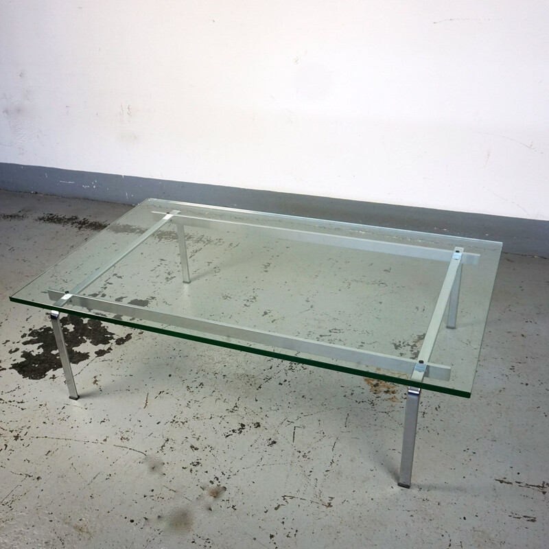 Vintage coffee table KF91 Steel and Glass By Fabricius and Kastholm Scandinavian 1960s