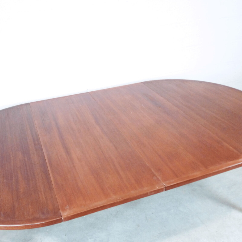 Vintage dining table round in teak with extension Sweden 1960
