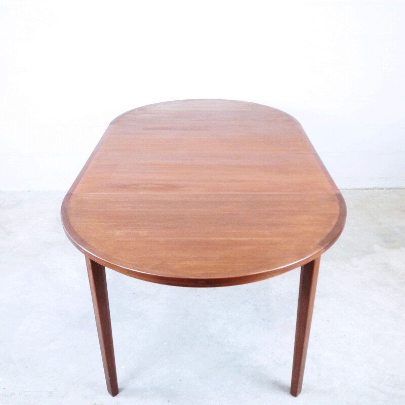 Vintage dining table round in teak with extension Sweden 1960