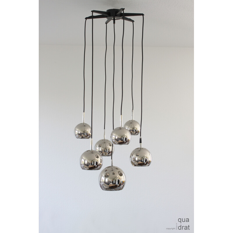 Vintage chandelier cascading chrome Space Age 1970s 