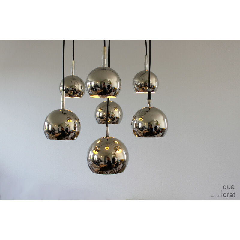 Vintage chandelier cascading chrome Space Age 1970s 