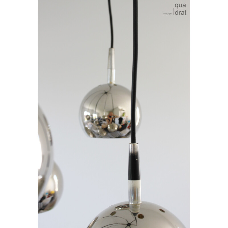 Vintage chandelier cascading chrome Space Age 1970s 