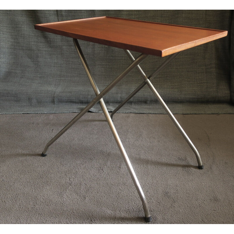 Vintage side table in Teak and Aluminium Denmark 1960s