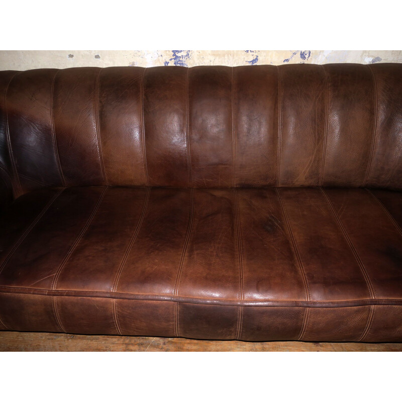 Vintage 3-seater sofa De Sede DS44 buffalo leather 1970s