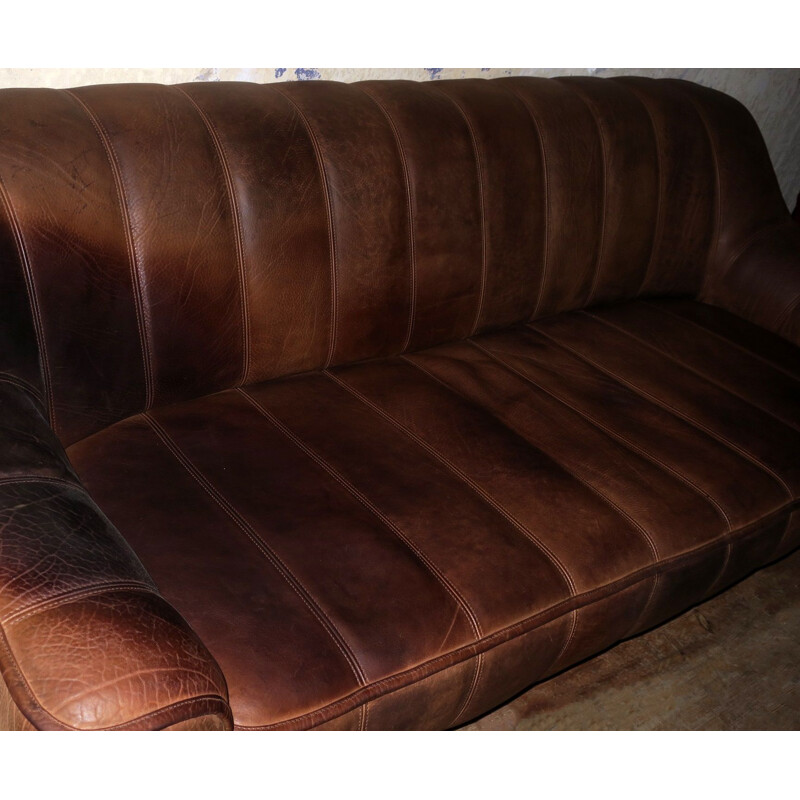 Canapé 3 places vintage de Sede DS44 cuir de buffle années 1970