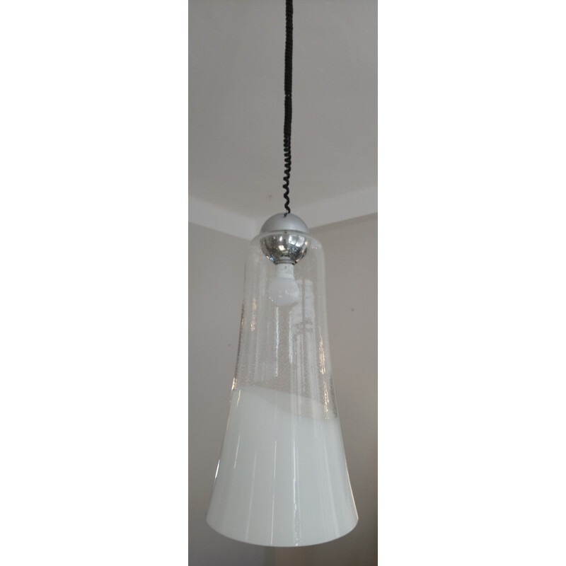 Vintage hanging lamp bell in Murano glass by Mazzega Italy 1970s