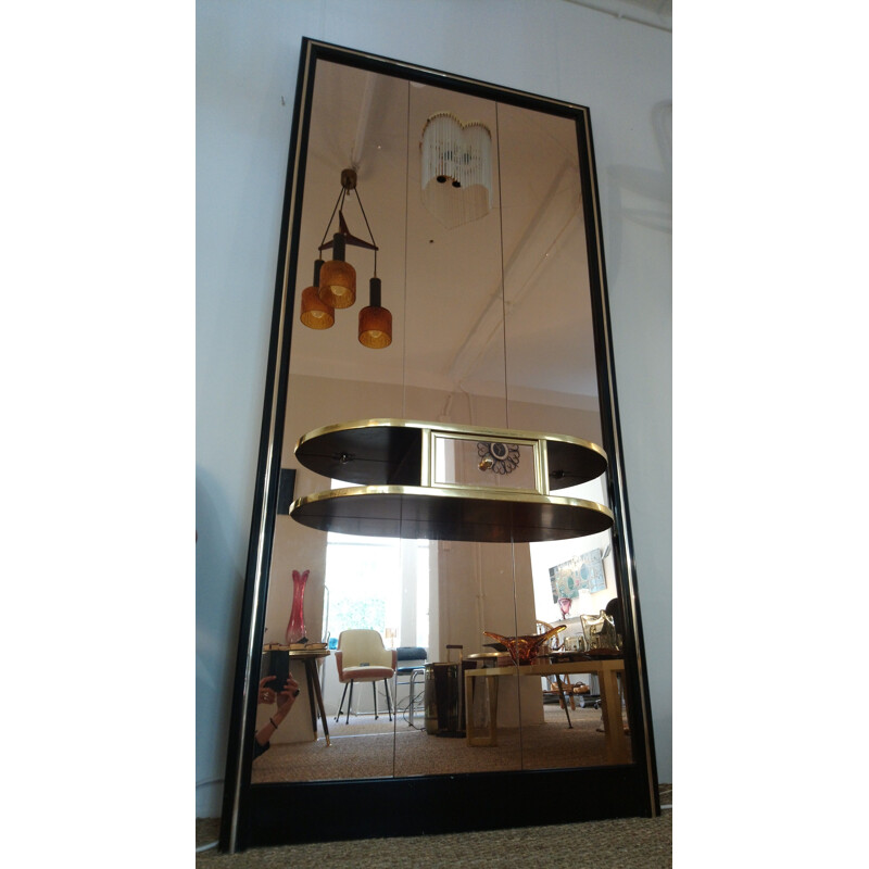 Vintage floor mirror XXL with console and wall lamp Italy 1970s