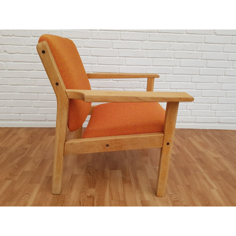 Vintage armchair in oak and Kvadrat fabric by FDB Mobler Denmark 1970s