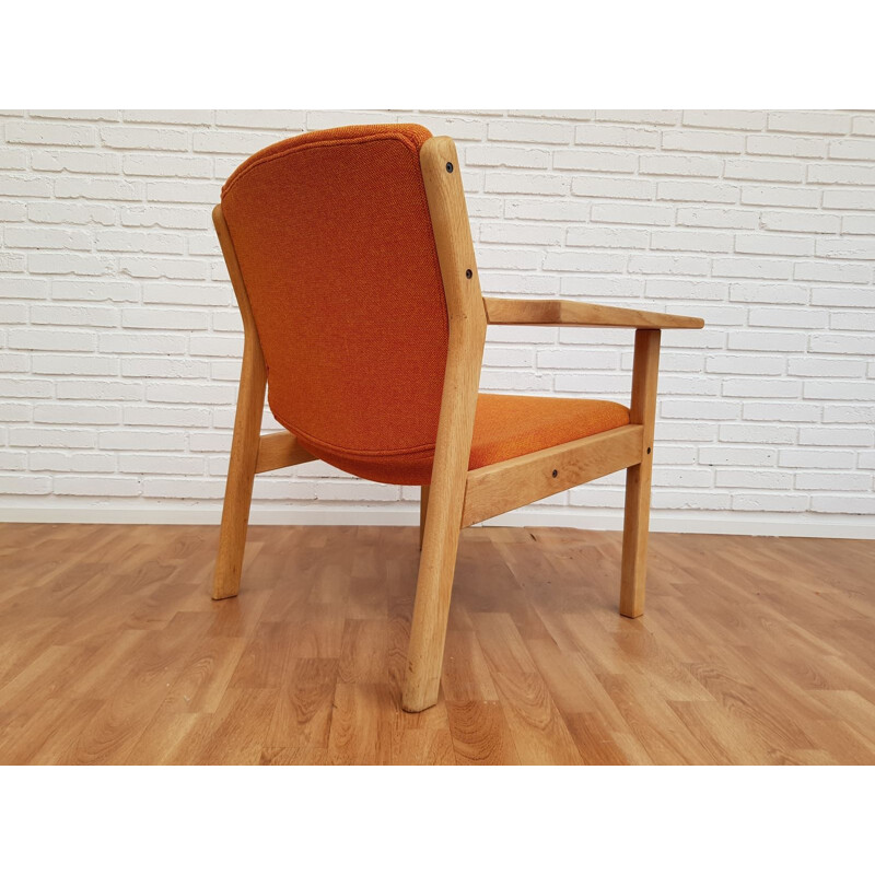 Vintage armchair in oak and Kvadrat fabric by FDB Mobler Denmark 1970s