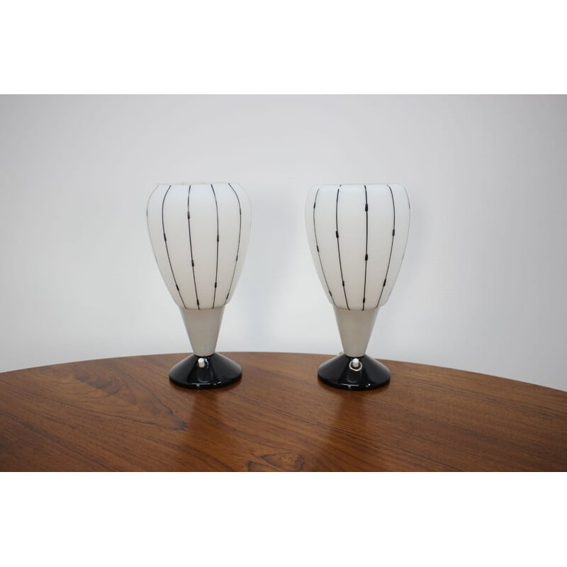 Suite de 2 lampes de table vintage par Drukov 1950 