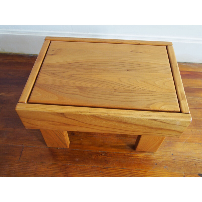 Pair of vintage side tables in solid Elm 1980