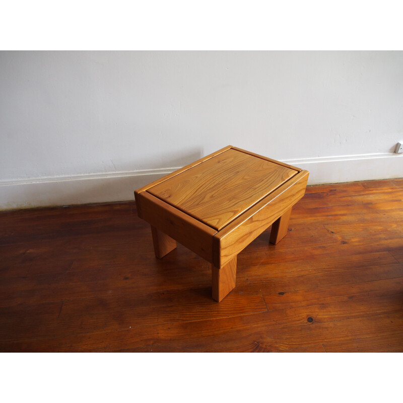 Pair of vintage side tables in solid Elm 1980