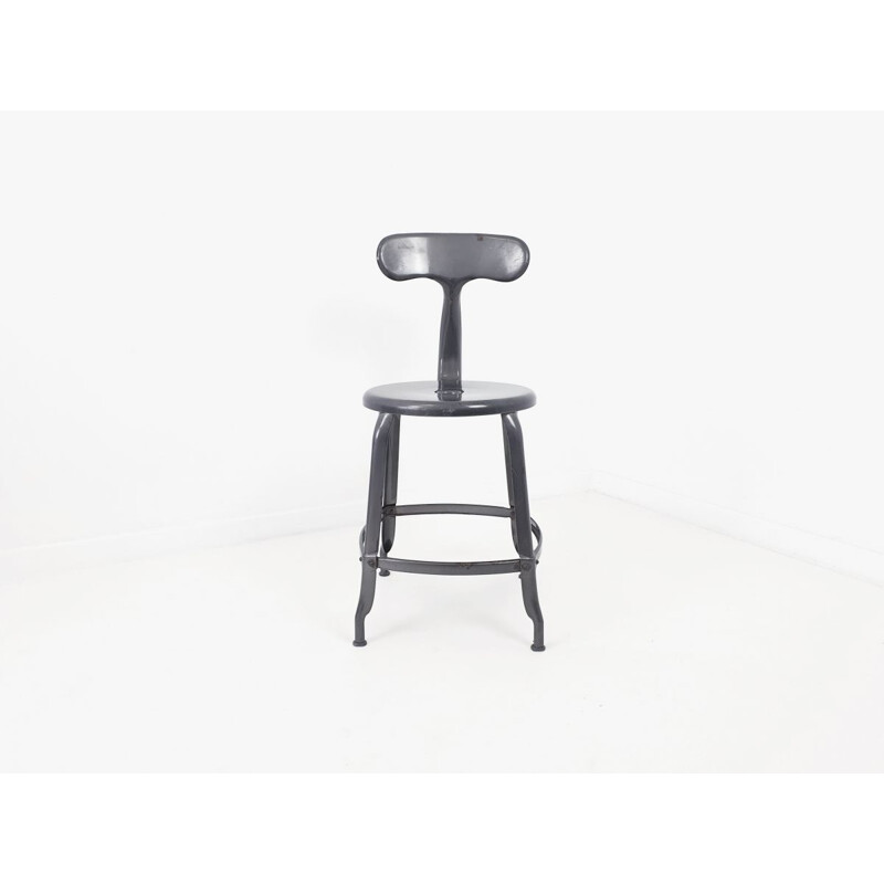 Vintage metal industrial chair by Nicolle 1970