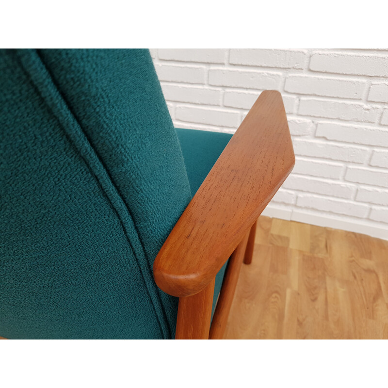 Fauteuil vintage en teck vert/bleu 1960