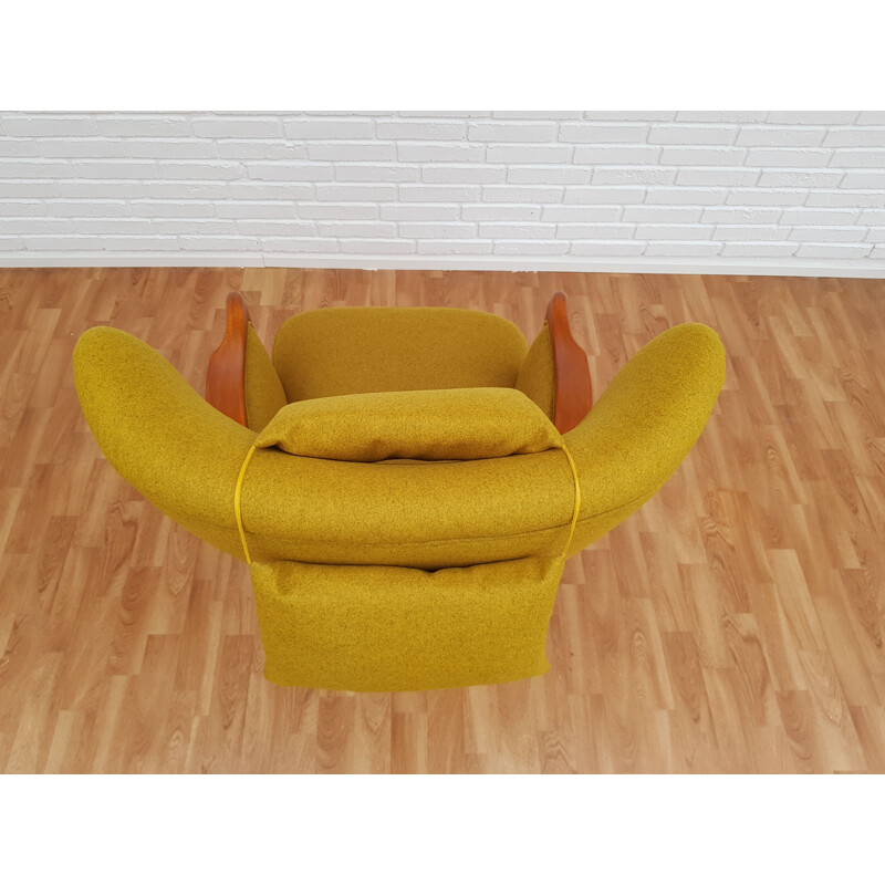 Vintage yellow armchair with foot stool 1960s