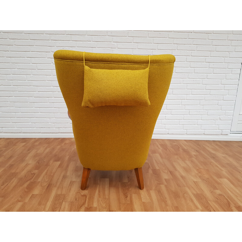 Vintage yellow armchair with foot stool 1960s