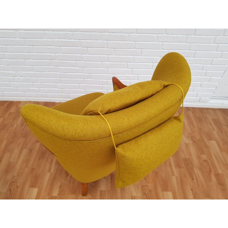 Vintage yellow armchair with foot stool 1960s