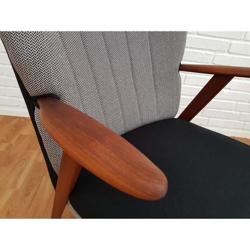 Pair of Danish armchairs in wool and teak