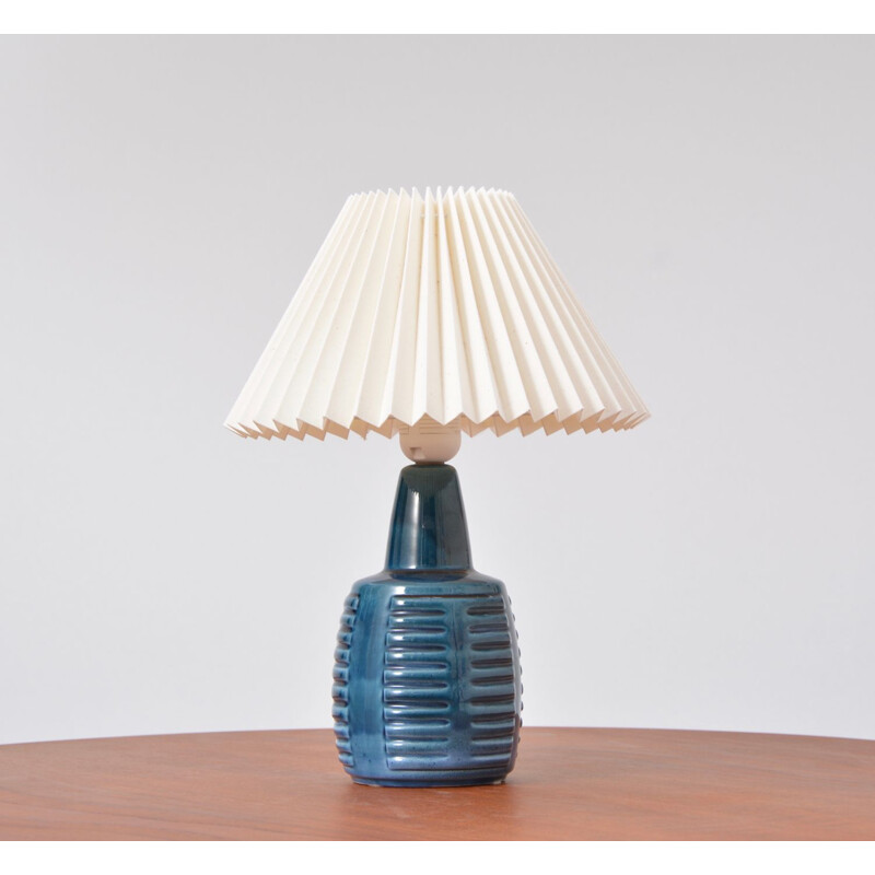 Blue ceramic table lamp by Einar Johansen for Soholm