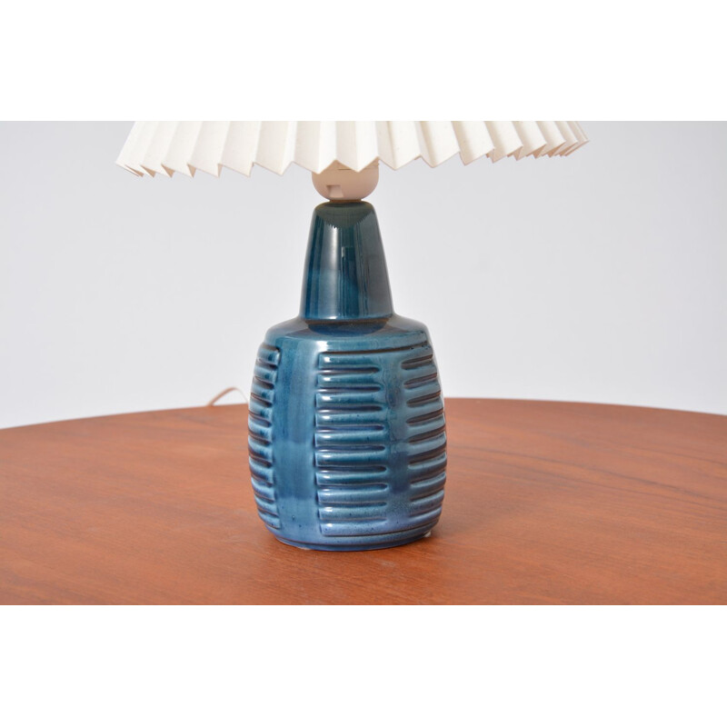 Blue ceramic table lamp by Einar Johansen for Soholm