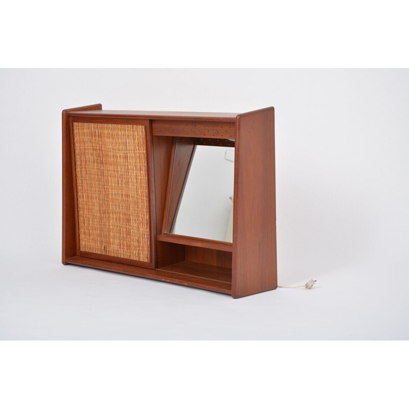 Vintage bathroom cabinet in teak with mirror