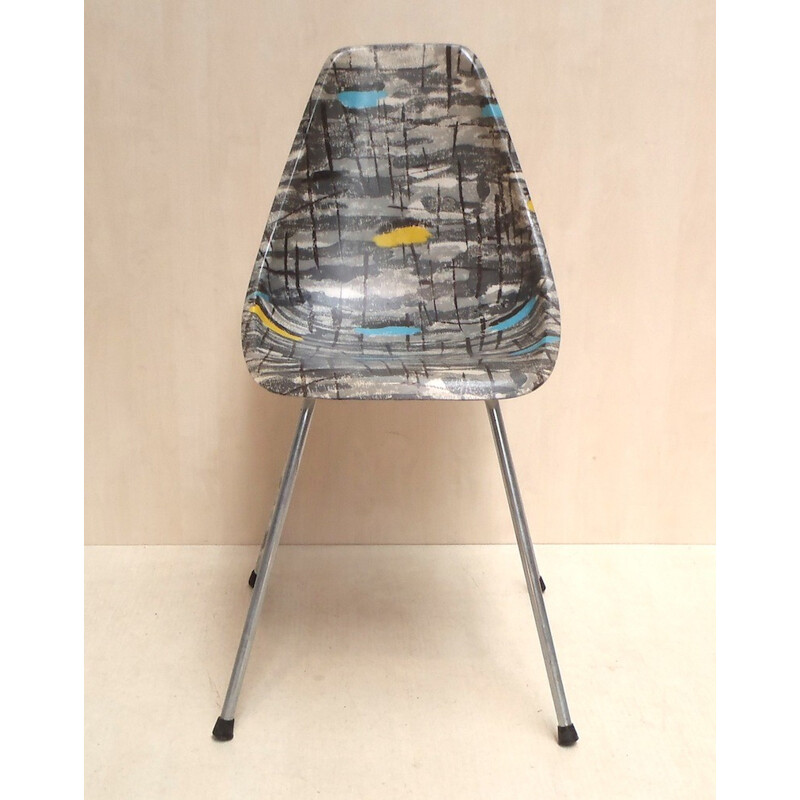 Ensemble des 6 chaises vintage en résine polyester armé de fibre de verre, 1950