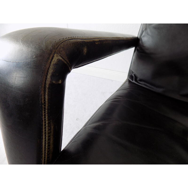 Vintage black armchair by Hans Kaufeld