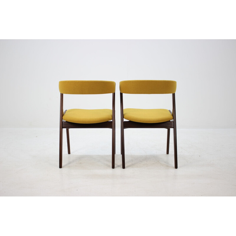 Set of 6 yellow chairs in teak by Kai Kristiansen