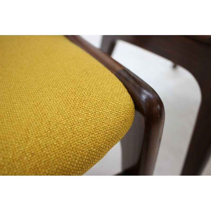 Set of 6 yellow chairs in teak by Kai Kristiansen