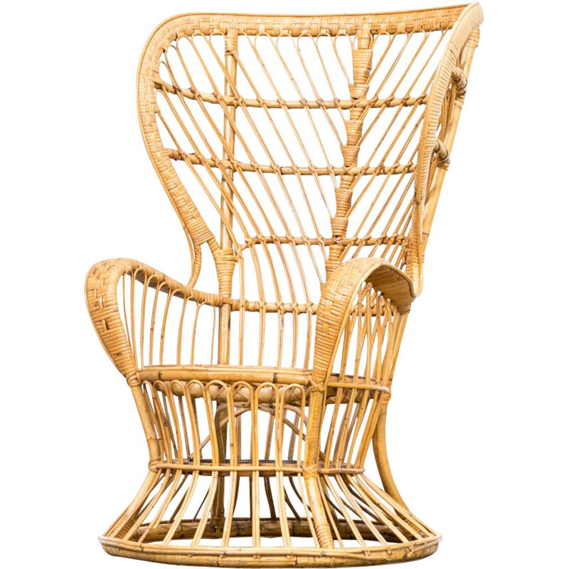 Vintage wicker armchair 1950s