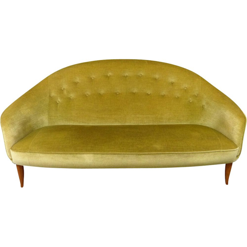 Vintage Paradiset sofa by Kerstin Hörlin-Holmquist for Nordiska Kompaniet in green velvet 1950