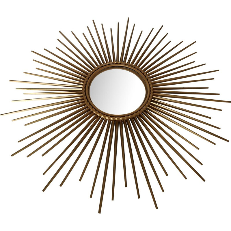 Vintage gold metal sun mirror 1960