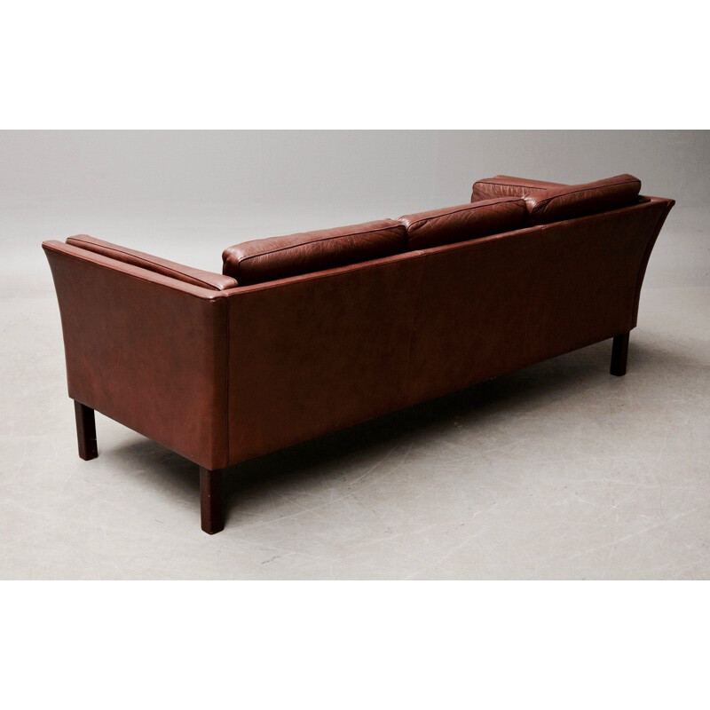 Vintage brown leather 3-seater sofa