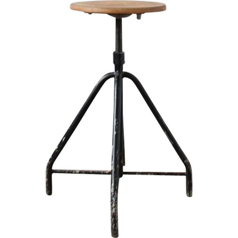 Vintage stool black France 1930s