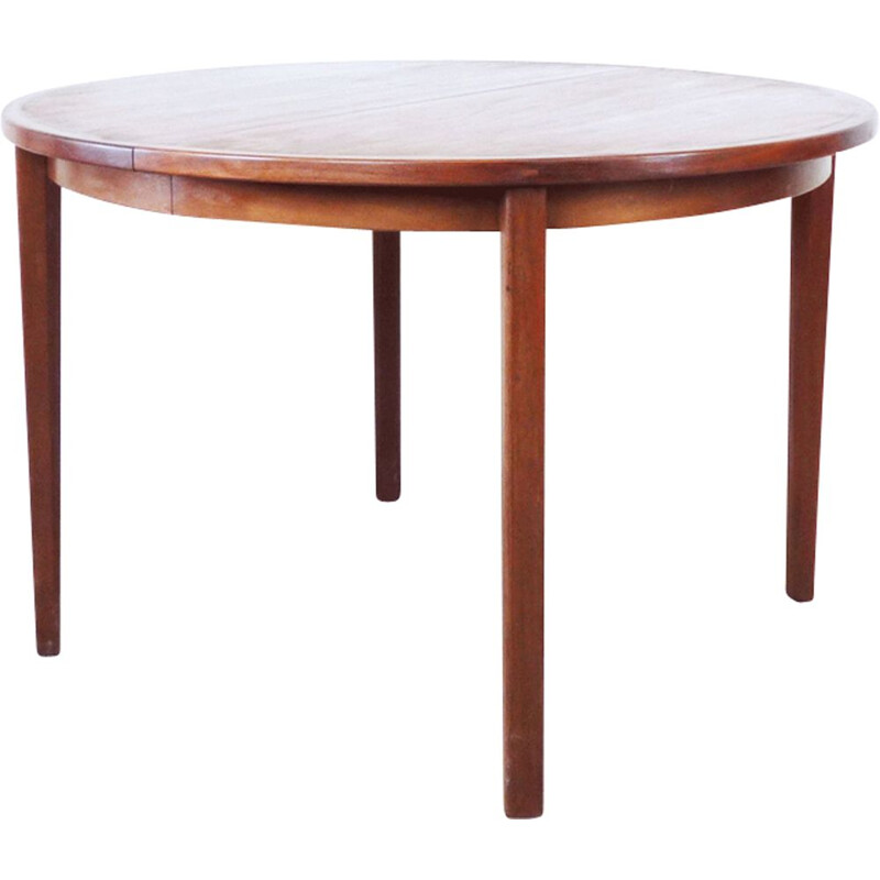 Vintage dining table round in teak with extension Sweden 1960