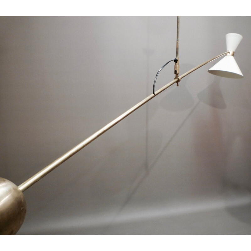 Vintage modular pendant lamp in metal and brass
