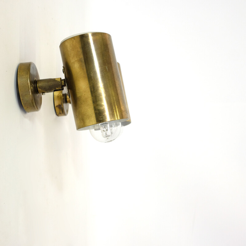 Pair of vintage italian sconces in gilded metal and brass 1950