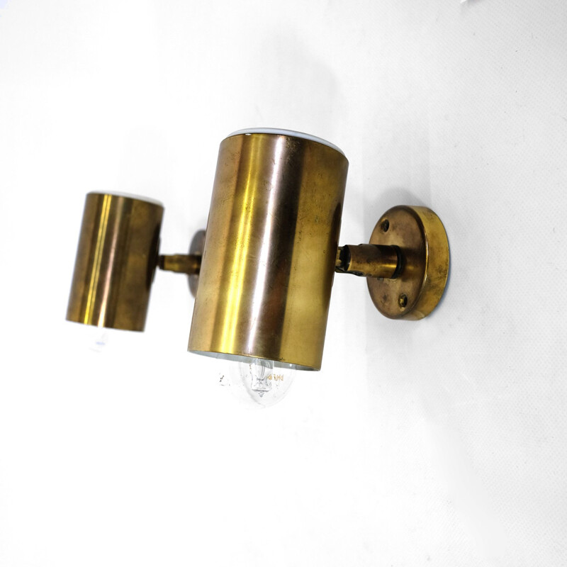 Pair of vintage italian sconces in gilded metal and brass 1950