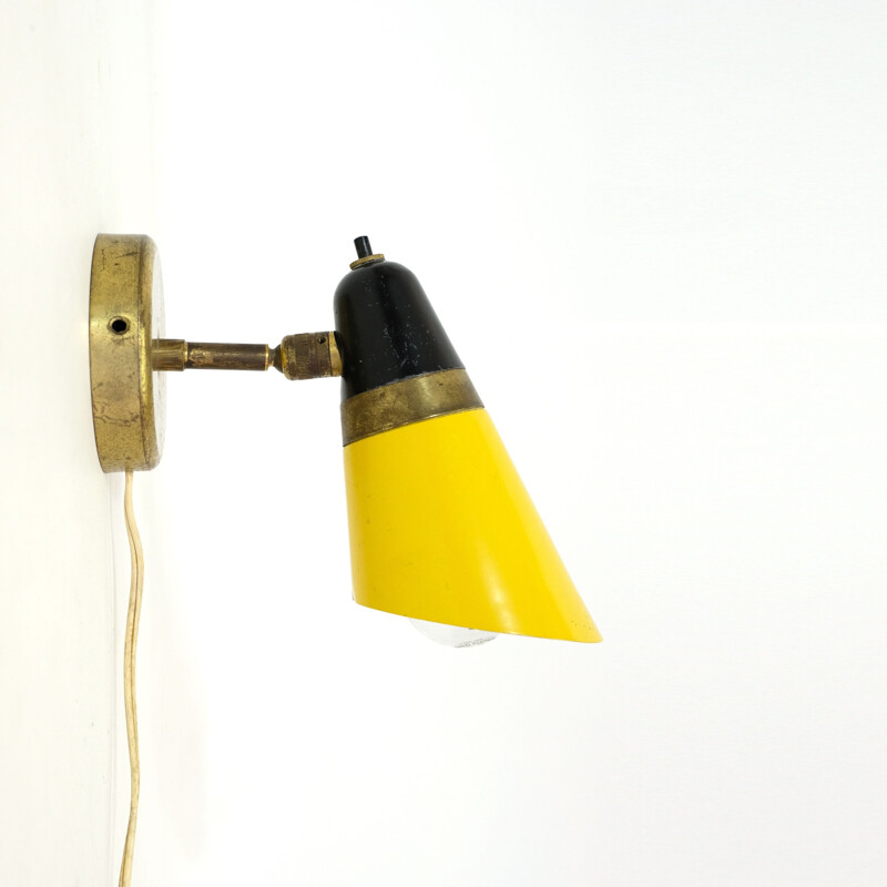 Vintage italian yellow and black sconce 1950