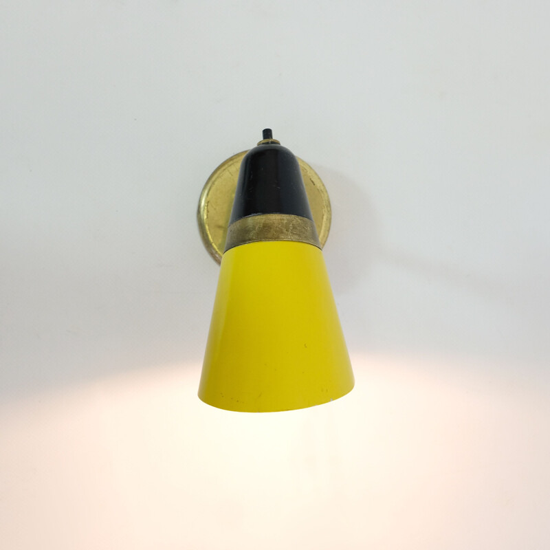 Vintage italian yellow and black sconce 1950