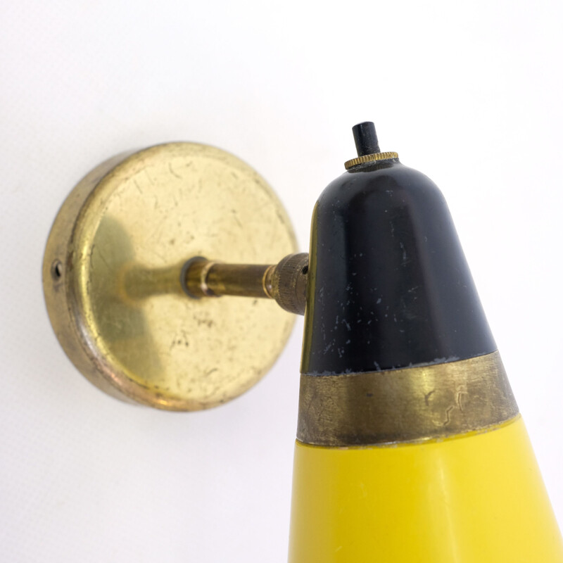 Vintage italian yellow and black sconce 1950