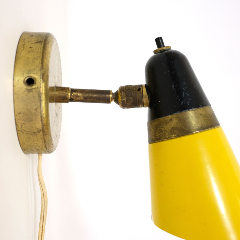 Vintage italian yellow and black sconce 1950