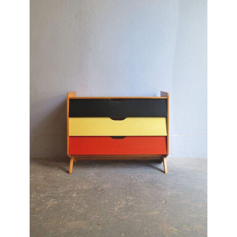 Vintage shoe storage cabinet in wood and formica 1950's