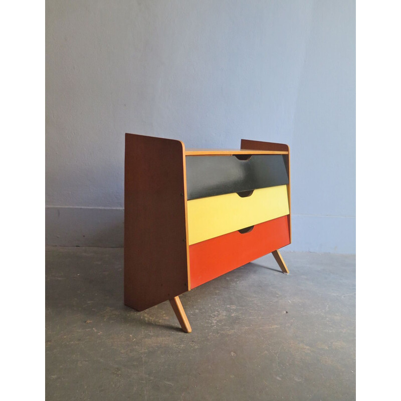 Vintage shoe storage cabinet in wood and formica 1950's