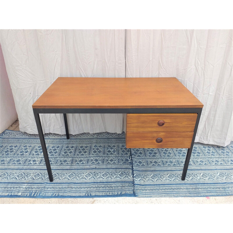 Bureau vintage en teck avec structure en métal