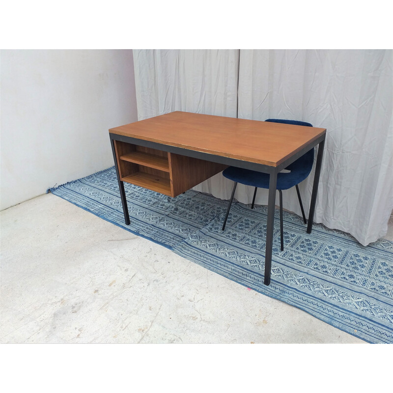 Vintage teak desk with metal structure