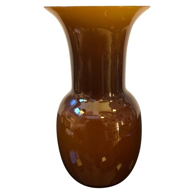 Vase marron vintage en verre de Murano