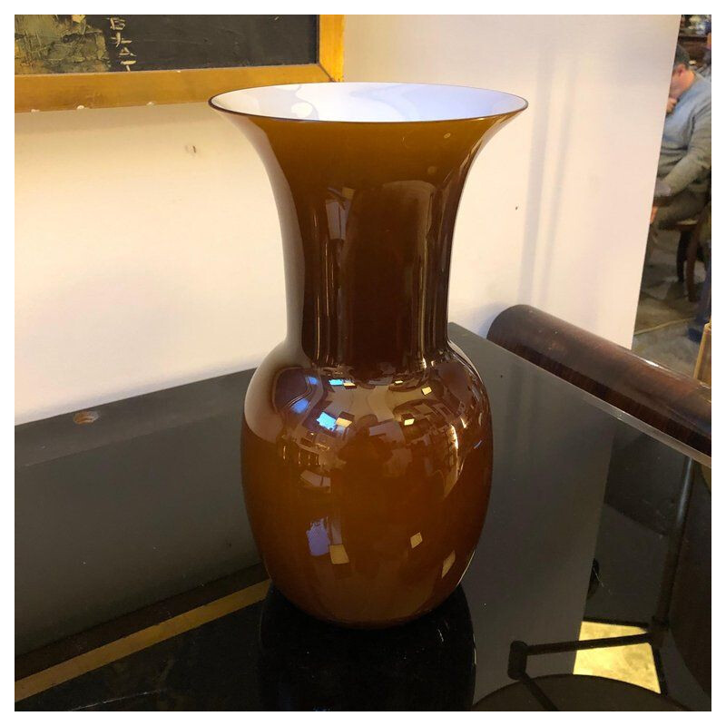 Vintage brown vase in Murano glass