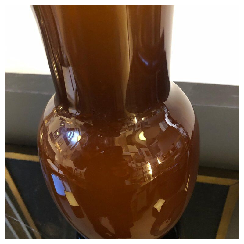 Vintage brown vase in Murano glass